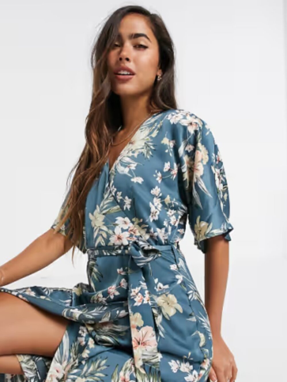 Like New Liquorish Wrap Dress in Blue Floral, Size 10